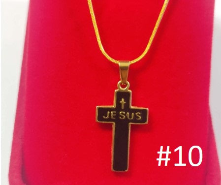 High Quality Stainless Steel 18K Gold Cross pendant necklace free box For Unisex Hypoallergenic