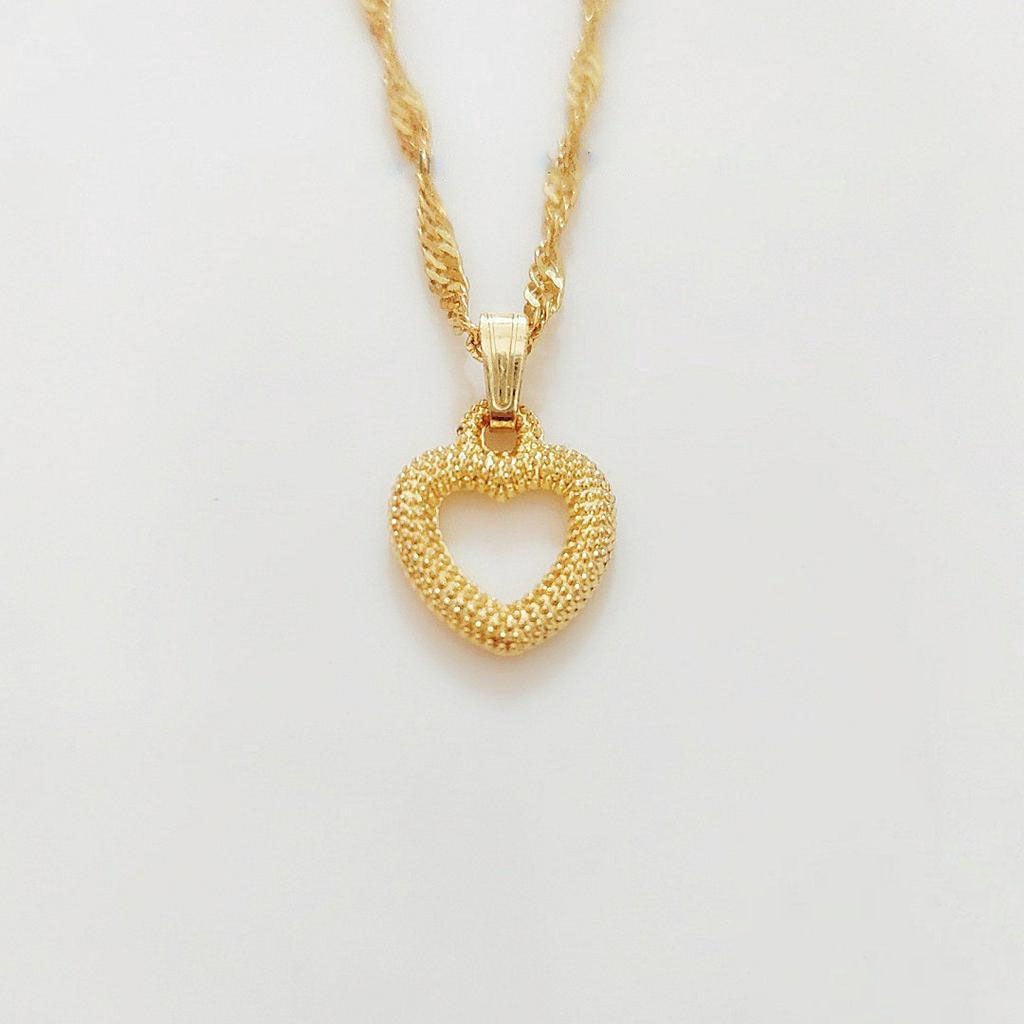 18K Bangkok Gold Plated Heart Pendant Necklace for women