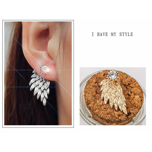 18k gold silver plated feather earrings for women