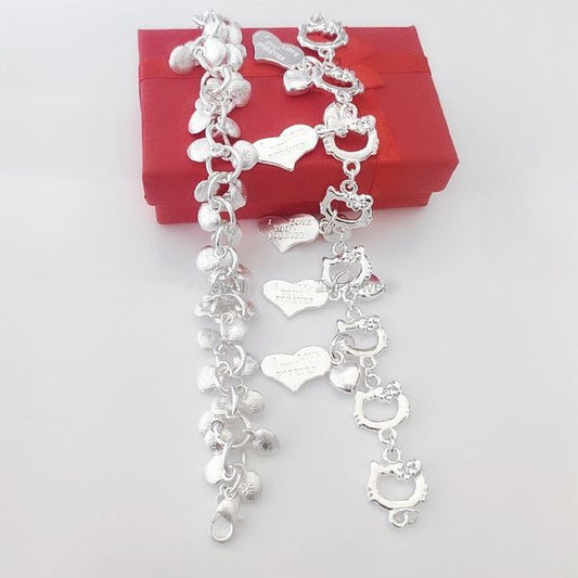 2pcs 925 silver bracelet for women with free box