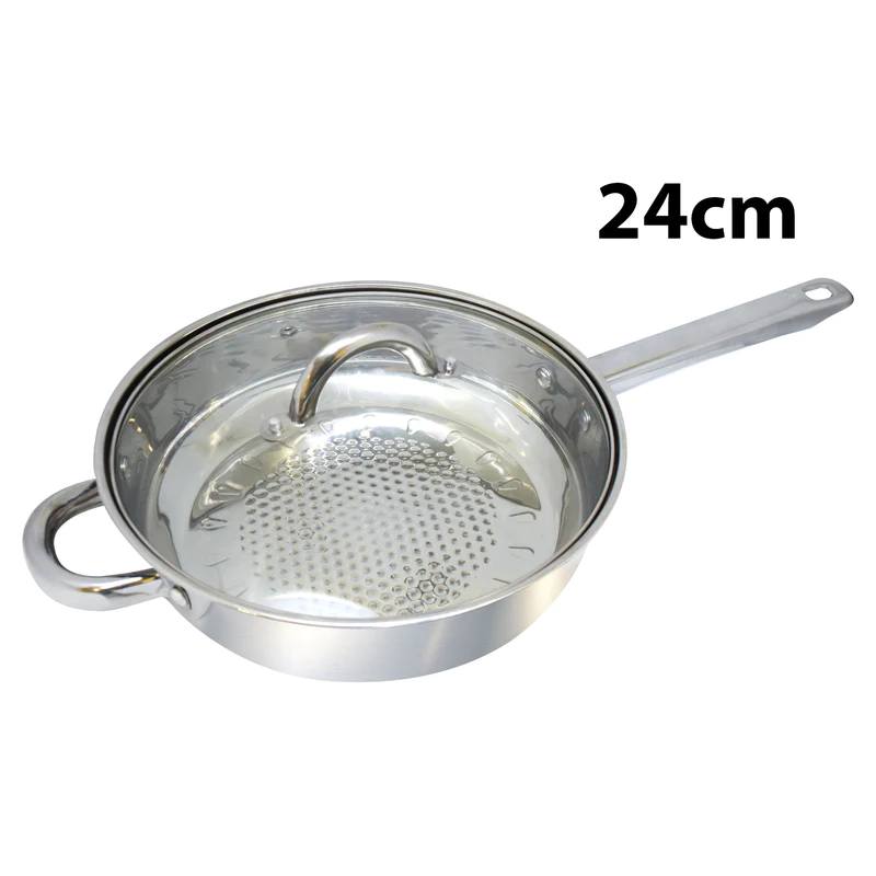 24 CM PREMIUM STAINLESS STEEL INDUCTION FRYPAN WITH GLASS LID