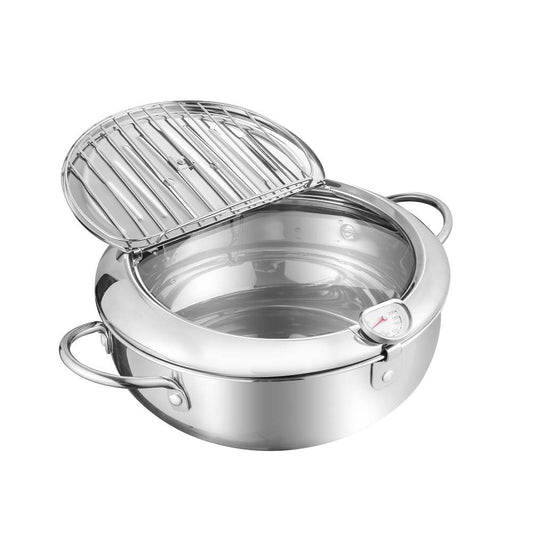 MASTERFLEX STAINLESS STEEL PERFECT FRYER POT WITH THERMOMETER