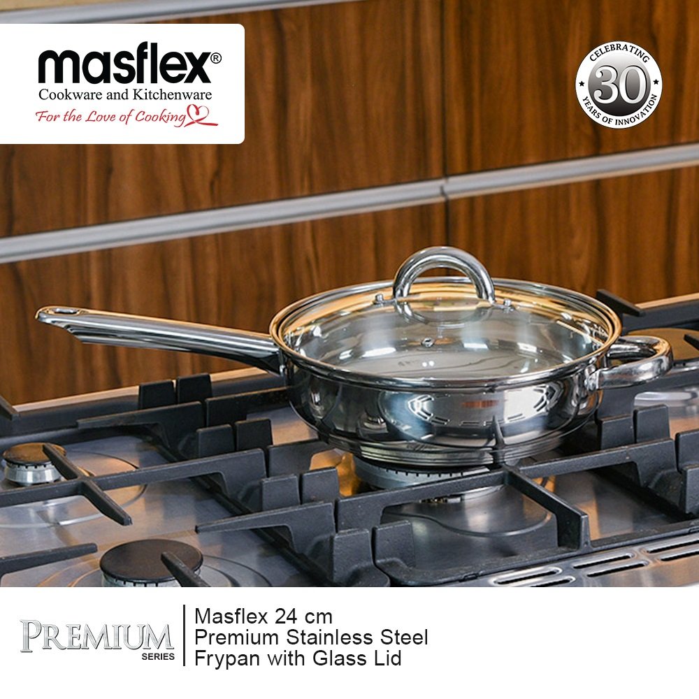 24 CM PREMIUM STAINLESS STEEL INDUCTION FRYPAN WITH GLASS LID