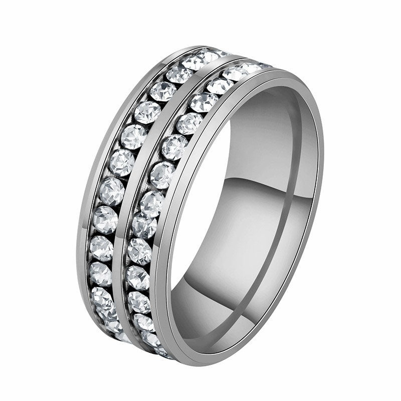Silver Gold Stainless Couple Ring diamond wedding Non Tarnish