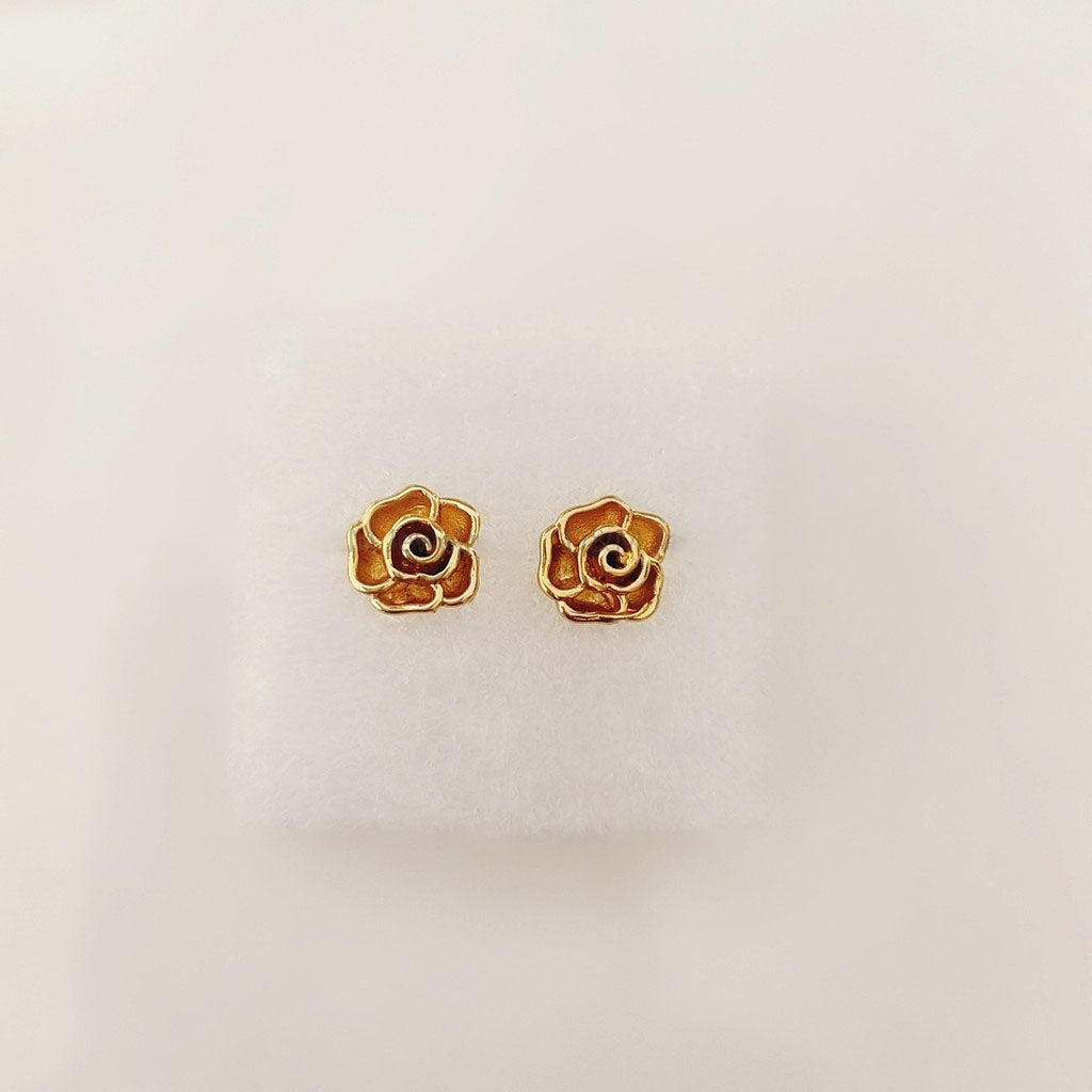 24K Bangkok gold Plated earrings flower heart for women with free box