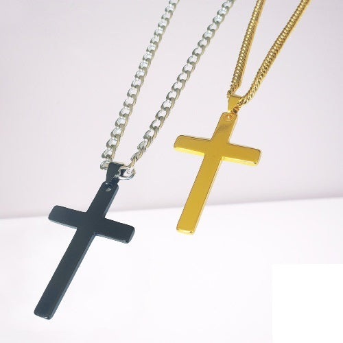 18k Golden Stainless Steel Cross Necklace for men Non tarnish Hypoallergenic Accessories W/BOX
