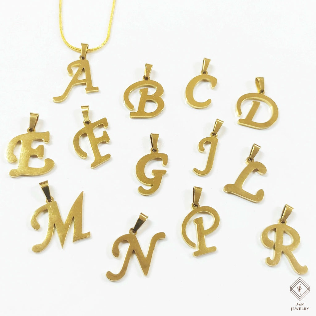 Gold Necklace for Unisex Stainless Hypoallergenic Letter SnakeChain Non Tarnish alphabet Necklace