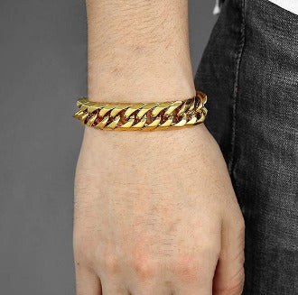 Jewelry Japan 8 Cut 18k Gold Bracelet Stainless Steel for men non tarnish unisex bracelet