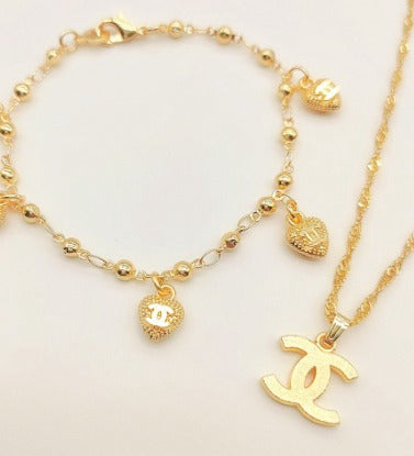 Jewelry 24K Bangkok Gold Necklace Bracelet Lucky Jewelry Set