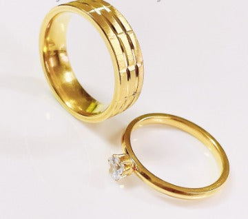 Jewelry gold engagement ring promise ring couple ring 2pcs for women Gold Couple Ring Wedding