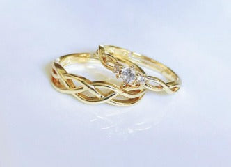 Jewelry 18K Gold Couple Ring Wedding Ring Stainless Steel (2pcs ring) Ring Size Adjustable