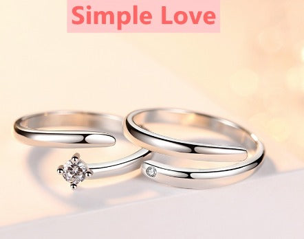 925 Silver Zodiac Sign Finger Rings Zircon Crystal Adjustable Couple Ring Promise Wedding free box