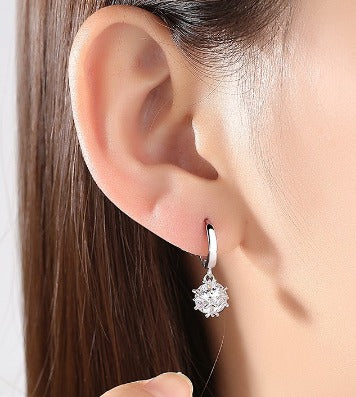 Jewelry 92.5 Italy Sterling Silver Single clicp Stone Earrings