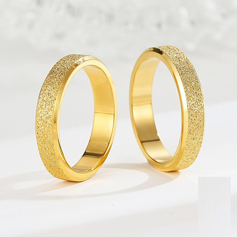 Jewelry 18K Gold Ring Wedding Couple Ring Matte Stainless Steel Ring for women(1pcs ring)