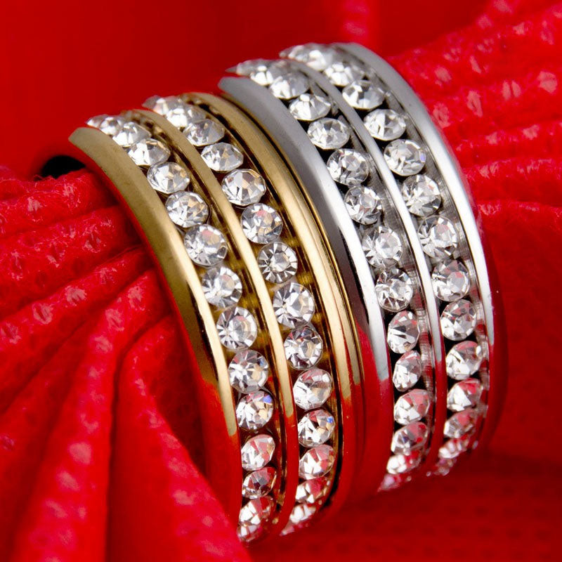 Silver Gold Stainless Couple Ring diamond wedding Non Tarnish