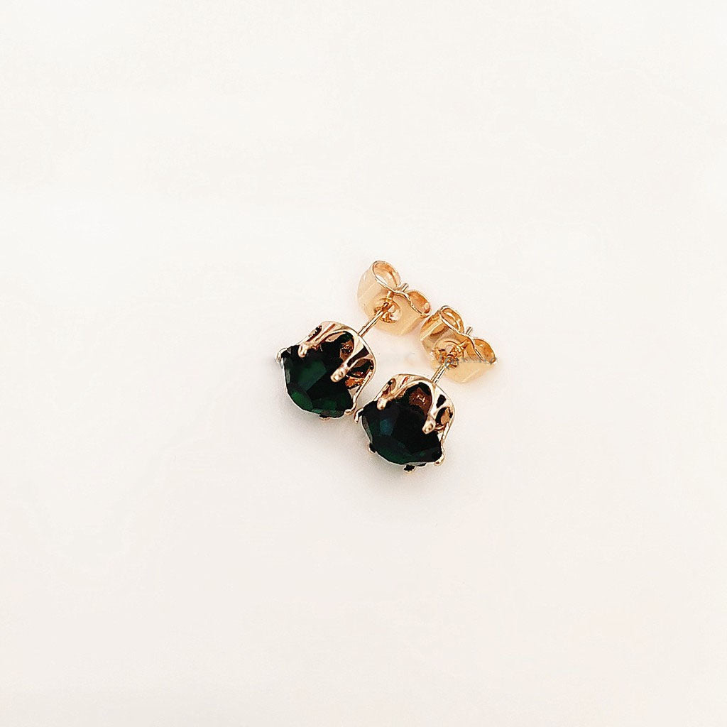 Birthstone Gold 18K Jewelry Stainless Stud Earrings