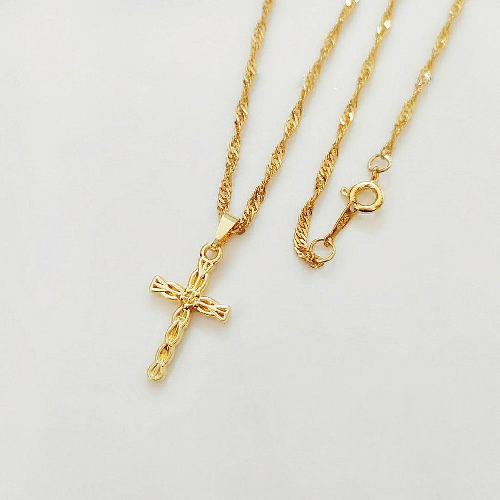 18K Gold Plated Cross Pendant Necklace For Women