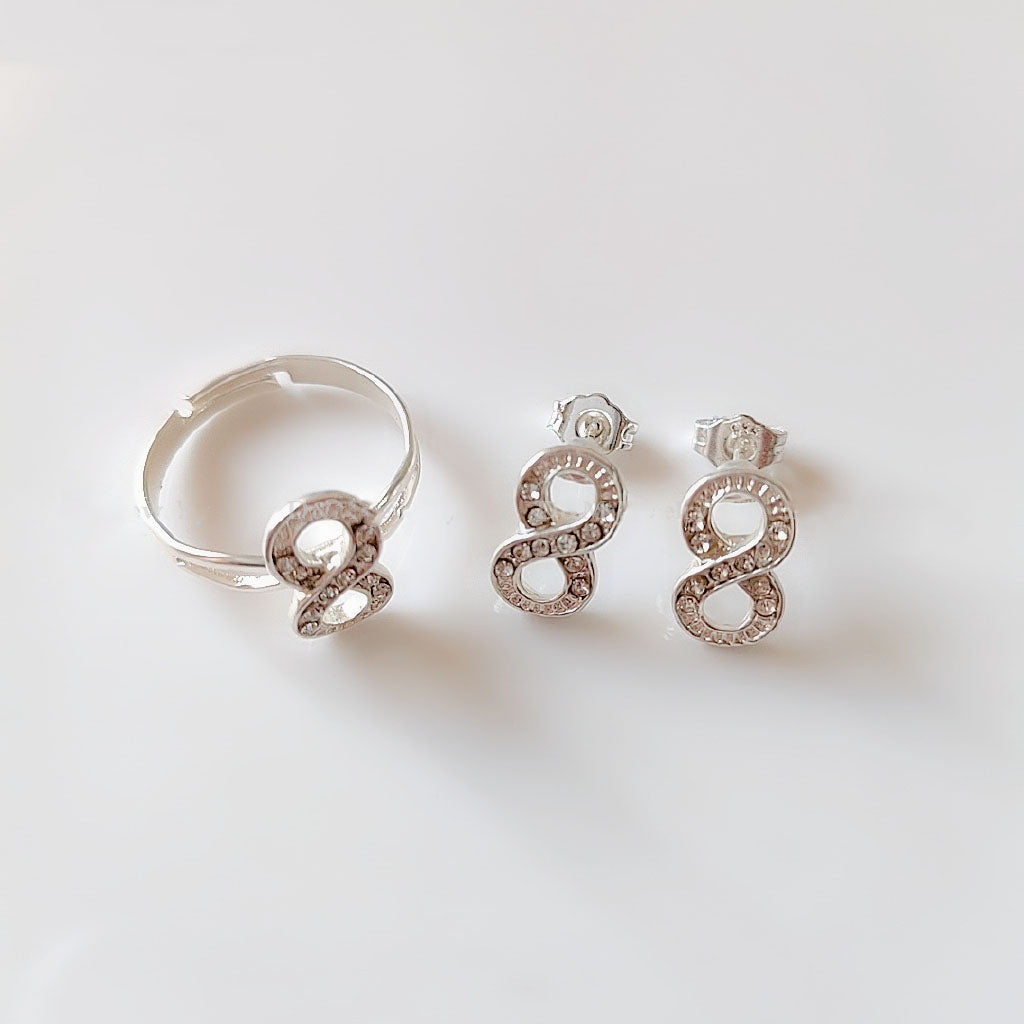 925 silver 3in1 set for women Infinity (adjustable ring)