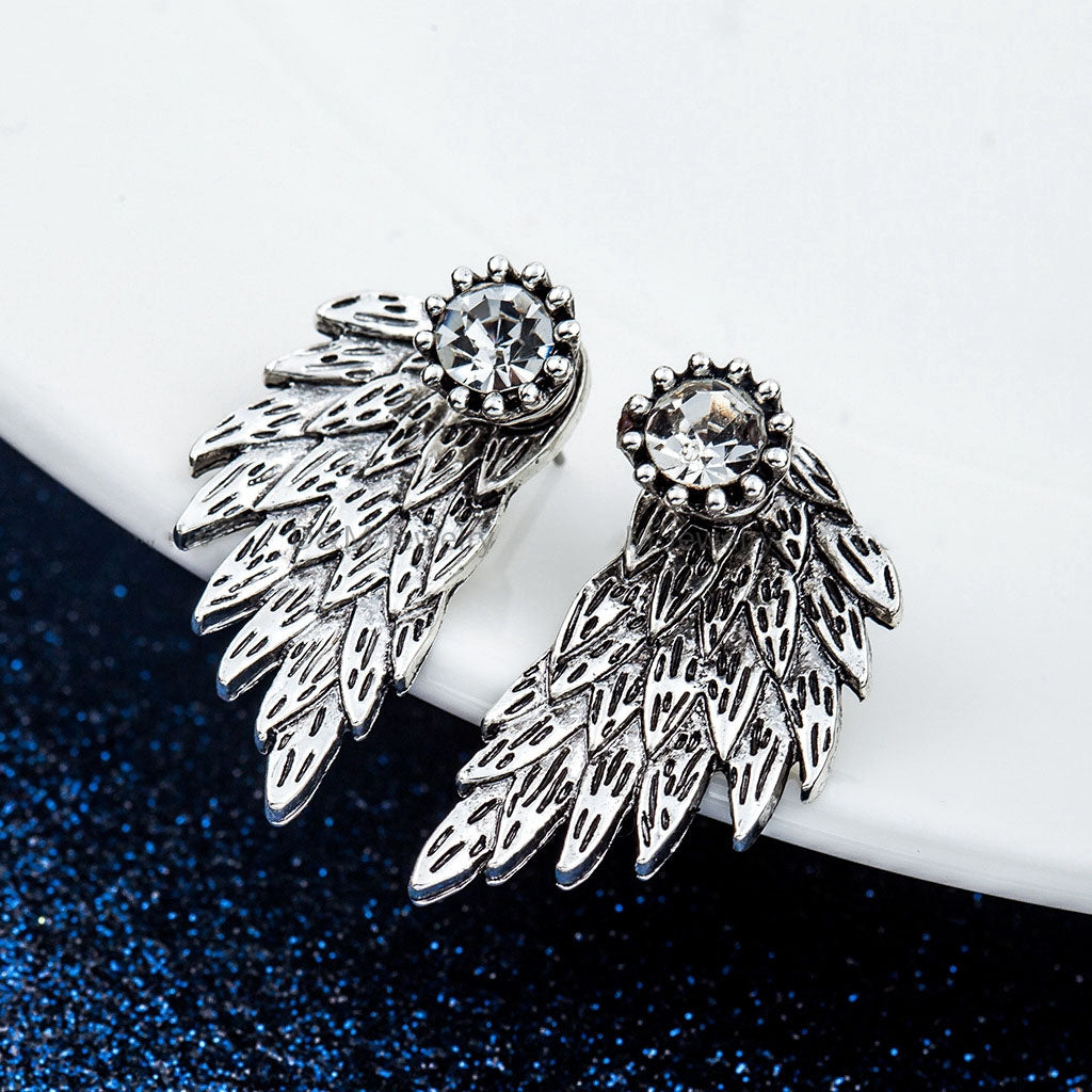 18k gold silver plated feather earrings for women