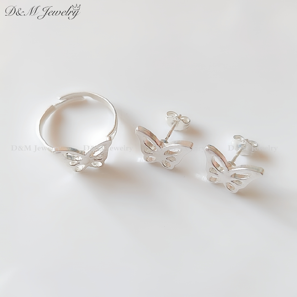 925 silver 3in1 set butterfly for women (adjustable ring)