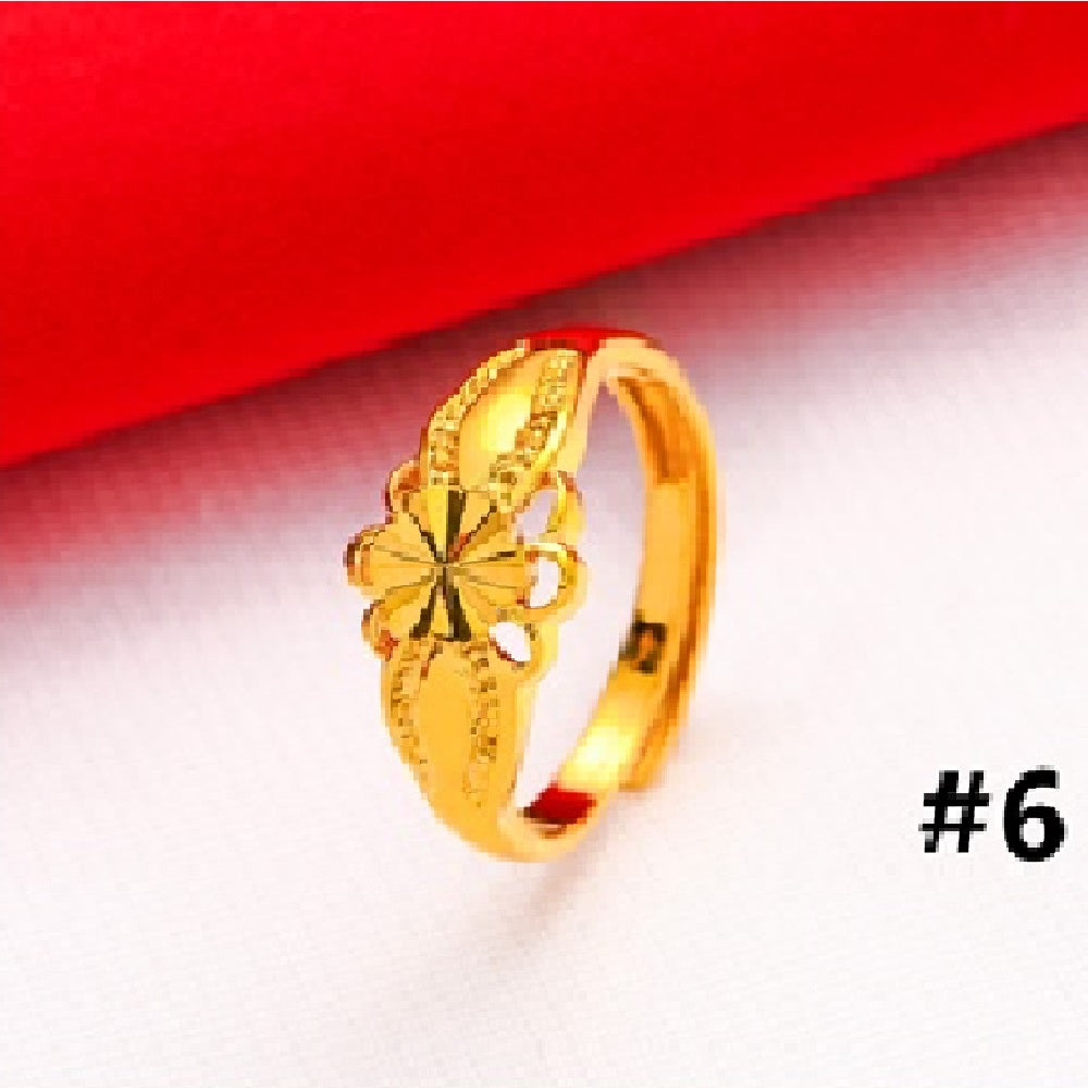Jewelry Gold Fashion 18k Saudi Gold Plated Rings For Women Adjustable Size Ring With Free Box