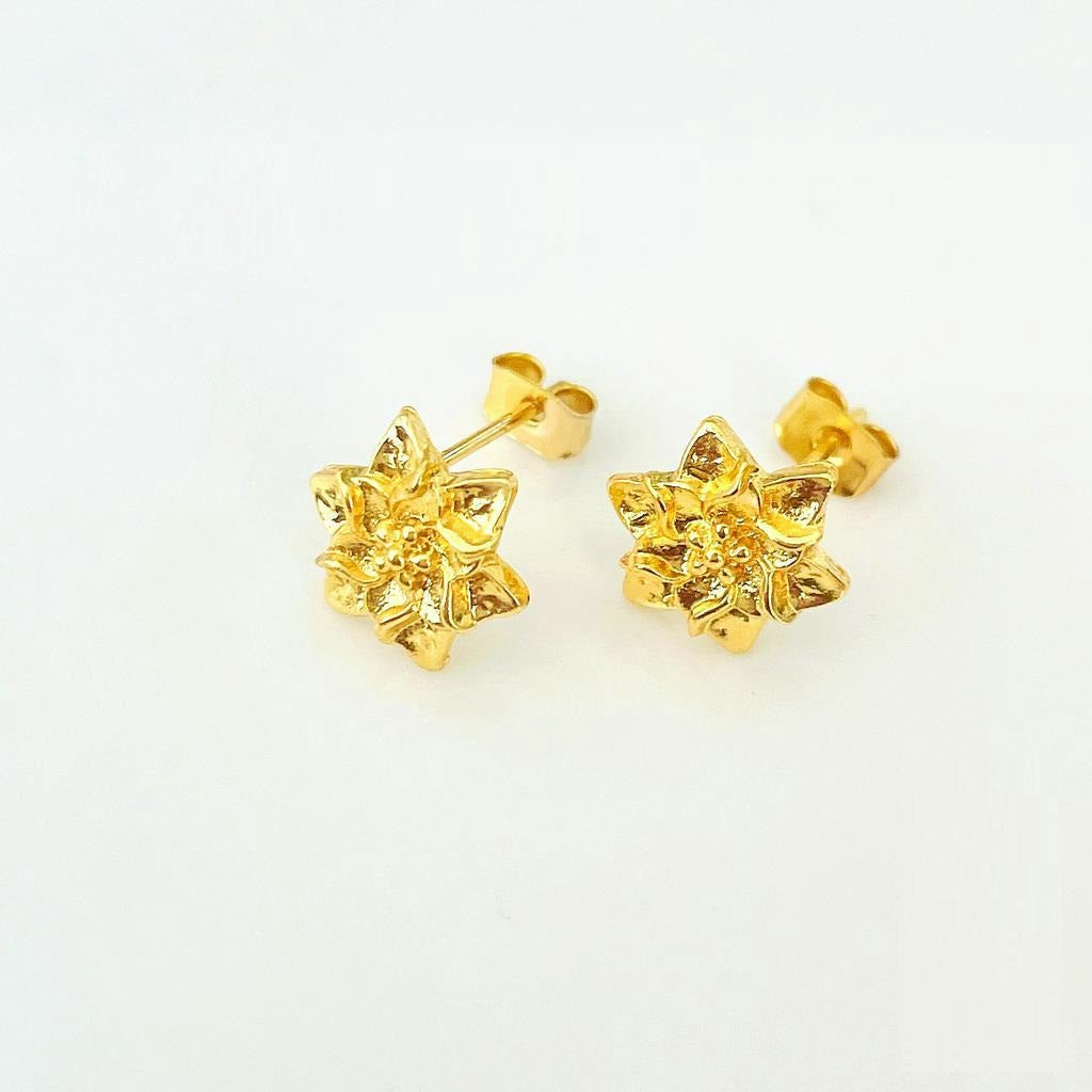 Jewelry 24K Bangkok Gold Stud Earrings hypoallergenic for Women