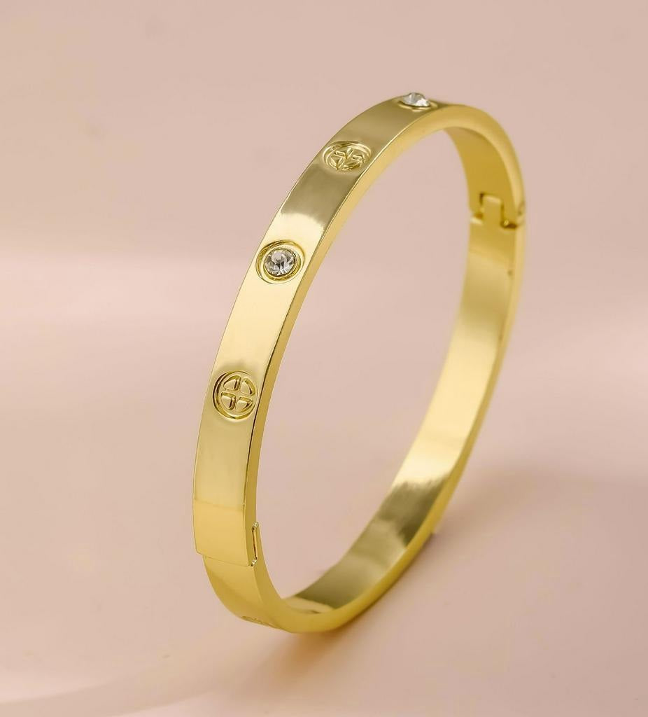 Jewelry 18k Bangkok gold bangles with 4 diamond bangle for women