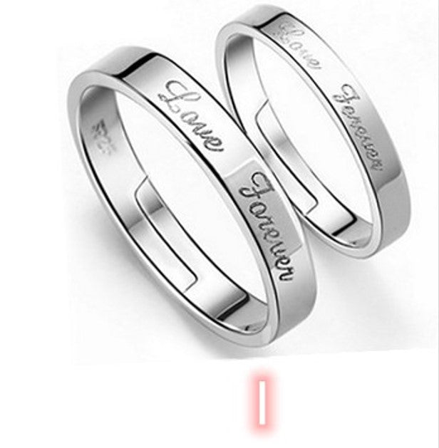Jewelry 2pcs 925 Silver Couple Ring Crystal Diamond Couple Wedding Adjustable Rings W/Free box