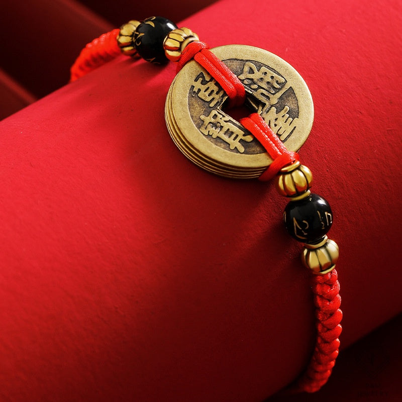 Lucky Bracelets Bean Red String emperor coin Bracelet Lucky Charm Chinese Fengshui Bracelets