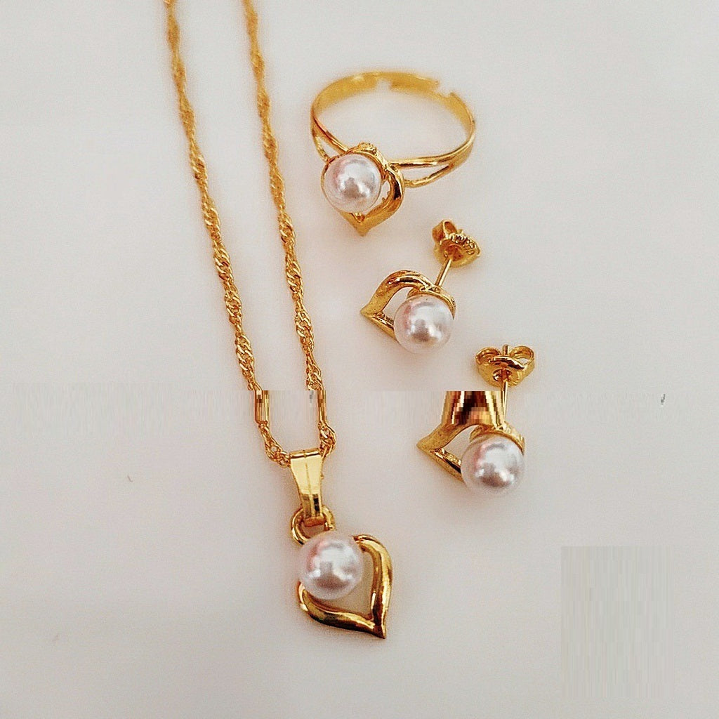 Jewelry 14K Saudi Gold Heart jewelry set