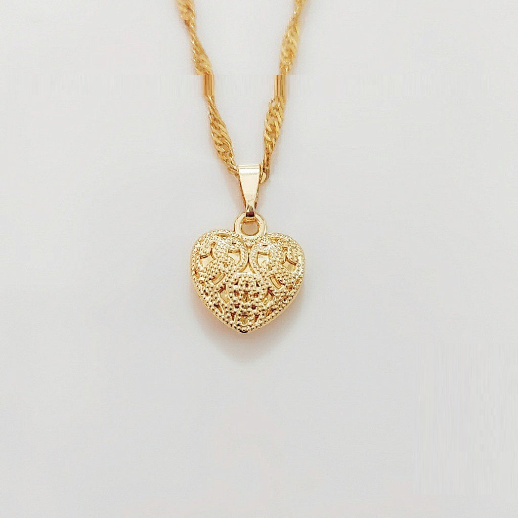 Jewelry 24K Bangkok Gold Heart Necklace For Women