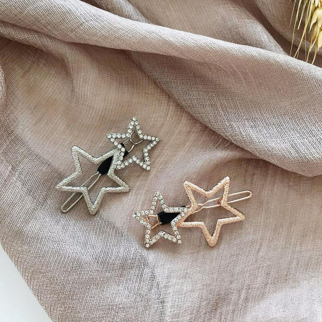 Gold and Silver Star hair Clip